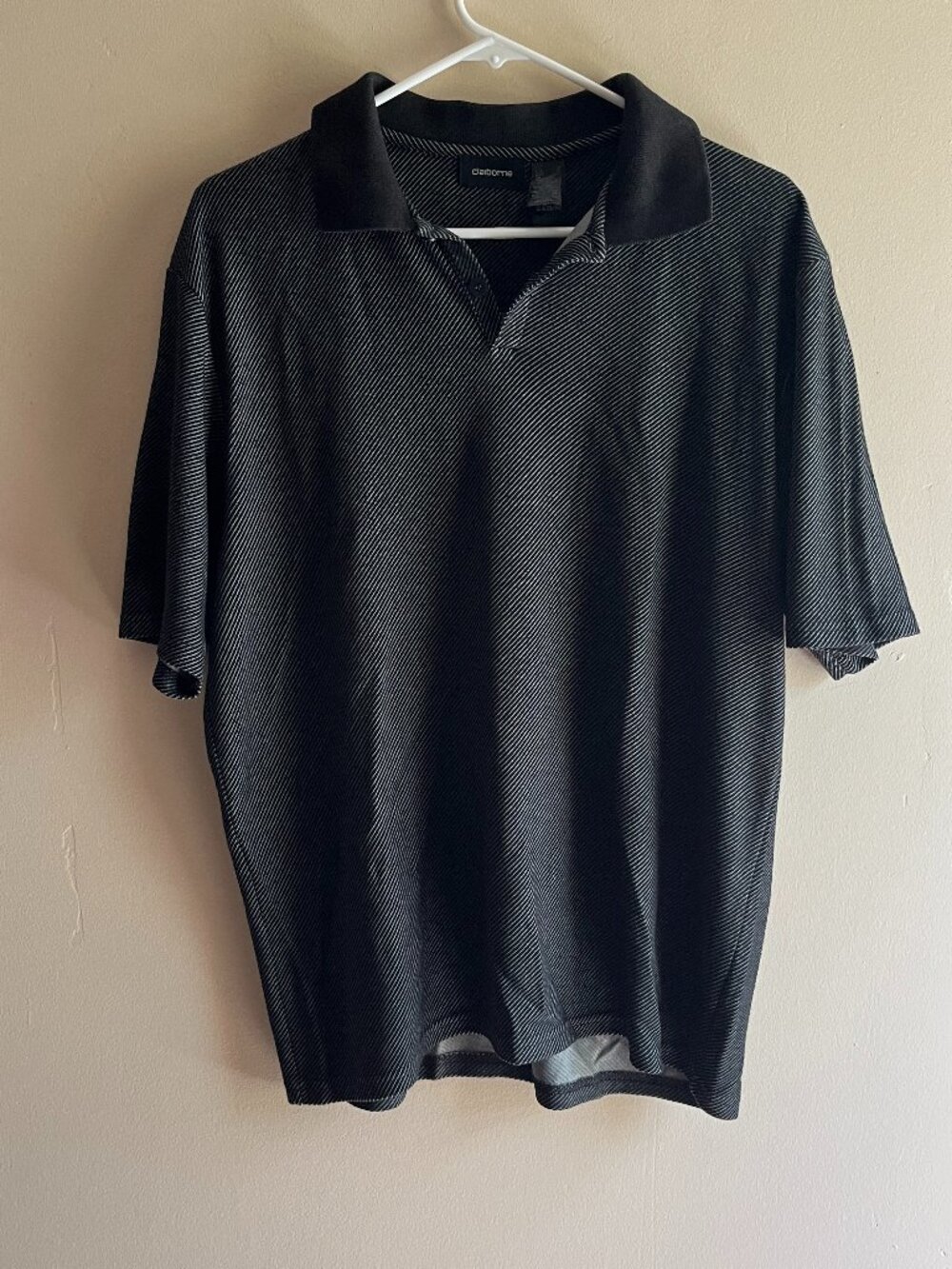 Claiborne Black stripes polo shirt party going out casual night streetwear